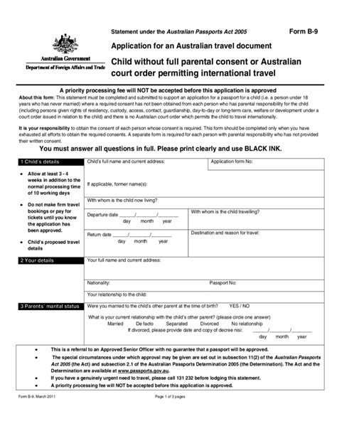 Application for An Australian Travel Document for A Child Free Download