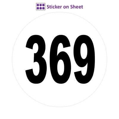 Number 369 White Black Stickers, Magnet | Wacky Print