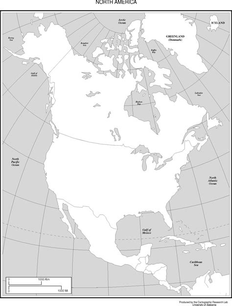 Mapa Mudo de América del Norte - mapa.owje.com