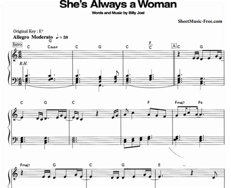 Billy Joel - She’s Always A Woman Free Sheet Music PDF for Piano | The ...