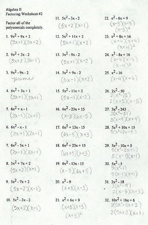 Polynomials Grade 10 Worksheet