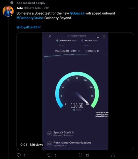 Starlink Speed Test from Celebrity Beyond - Celebrity Cruises - Cruise Critic Community