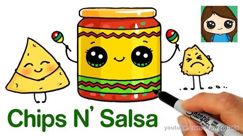 How to Draw Chips and Salsa Easy | Cute Snack Food - YouTube