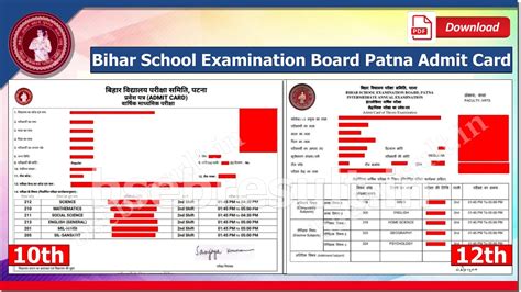 Bihar School Examination Board Patna Admit Card Download बारवीं एवं दसवीं का डाउनलोड लिंक