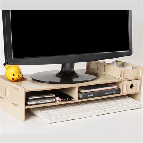 Shelf Laptop-Stand-Holder Wood Desktop Monitor Stand Computer Screen Riser Shelf Plinth Strong ...