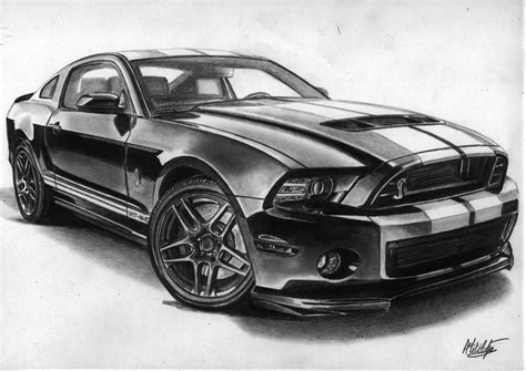 Shelby GT500 2013 drawing by alainmi on DeviantArt | Car drawing pencil ...