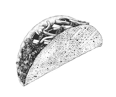 Premium Vector | Hand drawn sketch of mexican tacos in monochrome