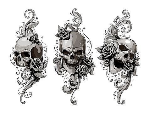 Fox Skull Sketch ~ Skulls With Floral Patterns 284323 Vector Art At Vecteezy | Bocagewasual
