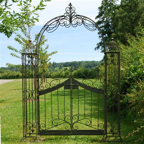 Buy the Rusty Green Vintage Metal Garden Arch with Gates from Garden ...