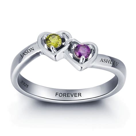 Birthstone Rings Mothers Rings 925 Sterling Silver Personalized ...