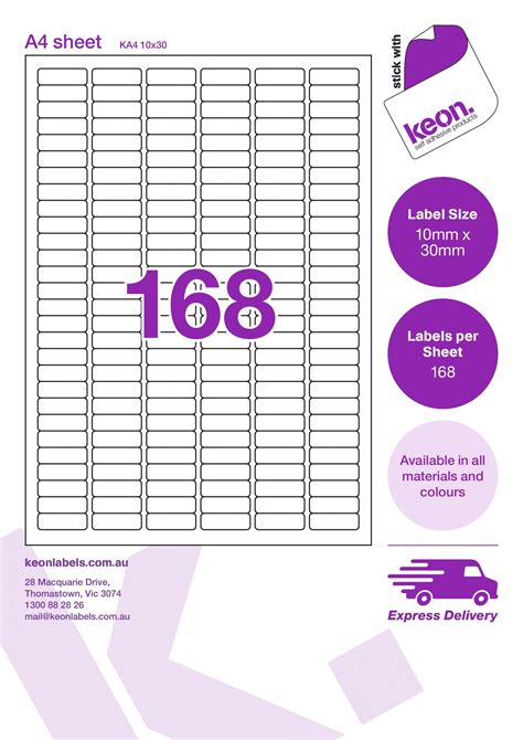 10mm x 30mm Inkjet & Laser Printer A4 Sticker Sheet Labels