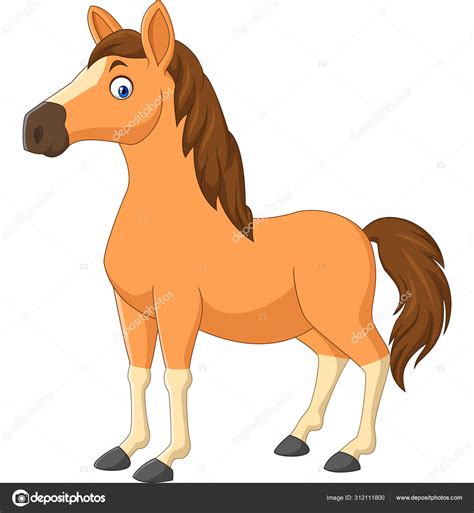 Vector Illustration Cartoon Brown Horse Isolated White Background Stock ...