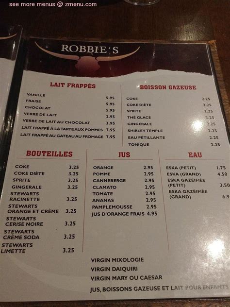 Online Menu of Robbies Restaurant, Kahnawake, Quebec, J0L 1B0 - Zmenu