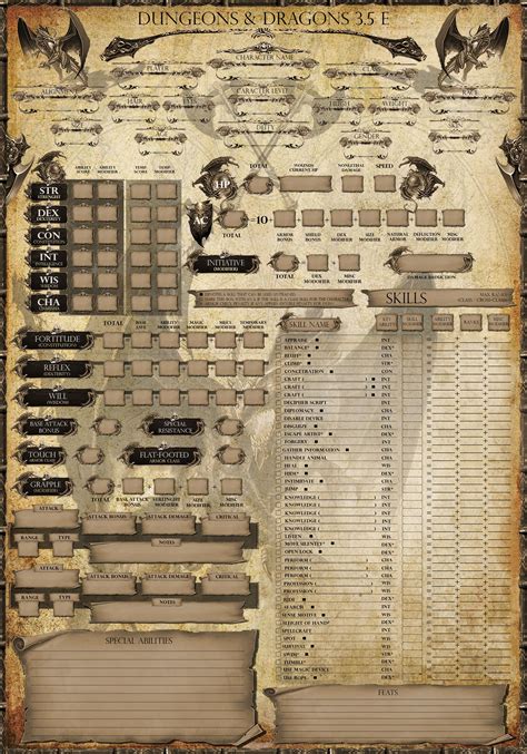 Dungeons And Dragons Printable Player Sheets