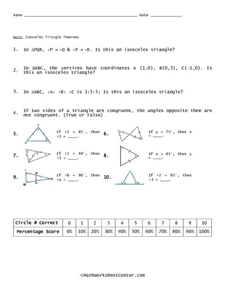 Isosceles Triangle Theorems Worksheet for 10th - 11th Grade | Lesson Planet