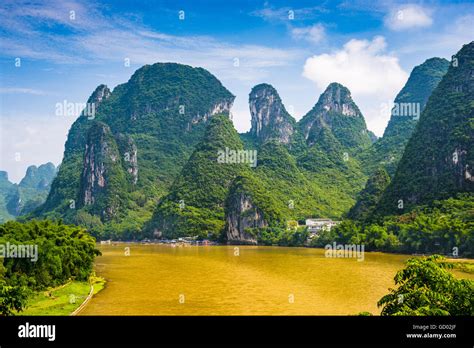 Karst Mountain landscape on the Li River in rural Guilin, Guangxi, China Stock Photo - Alamy