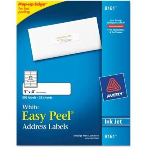 Avery Avery® Easy Peel Inkjet Address Labels, 1 x 4, White, 500/Pack 8161 | Zoro