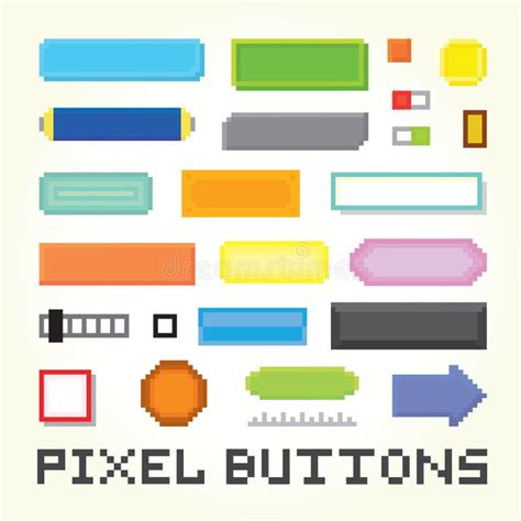 Buttons Set With Pixel Drawing Generic Symbols Stock Vector - Illustration of light, internet ...