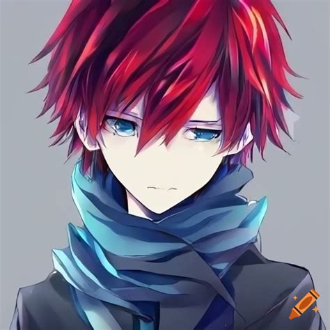 Anime character with red and blue hair on Craiyon