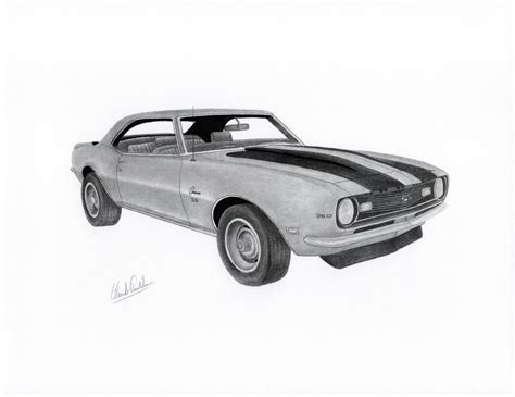 Camaro Camaro pencil art Car art drawing of a 1968 Camaro | Etsy