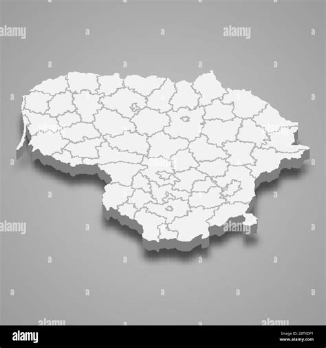 3d map of Lithuania with borders of regions Stock Vector Image & Art ...