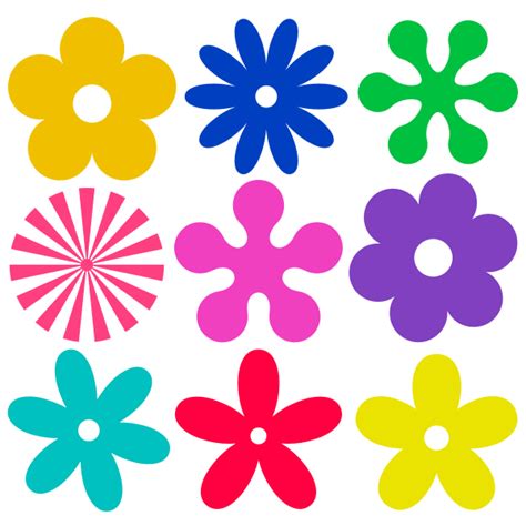 Selection of retro flowers vector graphics | Free SVG