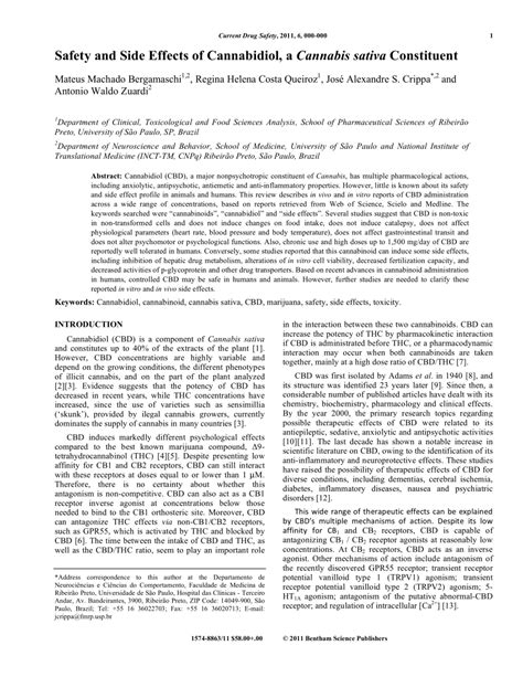 (PDF) Safety and Side Effects of Cannabidiol, a Cannabis sativa Constituent