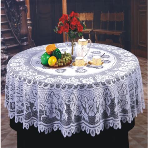 Free shipping floral lace round tablecloths with tea flower beauty lace table cloths for overlay ...