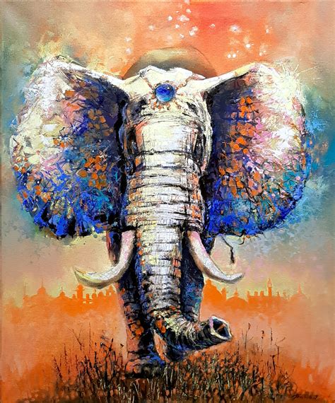Elephant Painting Artwork., Painting by Tata | Artmajeur