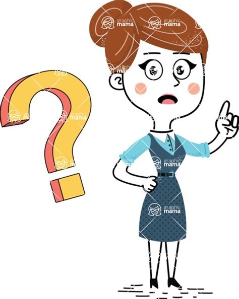 Hand-Drawn Style Female Teacher Cartoon Character / Asking a Question ...