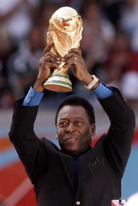 09.06.2006 Pele (Brasil) lifts up the Jules Rimet Cup (World Cup Trophy ...