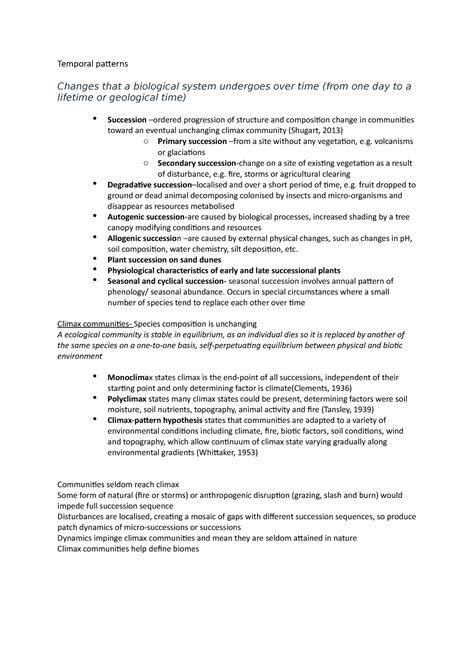 Temporal patterns - Temporal patterns Changes that a biological system undergoes over time (from ...