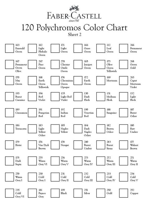 120 Polychromos Color Chart sheet 2 (Empty) by Kaleidooscope on DeviantArt Faber Castell 60 ...