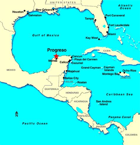 Progreso / Merida, Mexico, Caribbean - Maps (www.cruises.ie) | Mexico cruise, Western caribbean ...