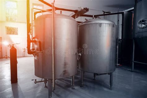 Equipment for Beer Production at Modern Factory Stock Photo - Image of ...