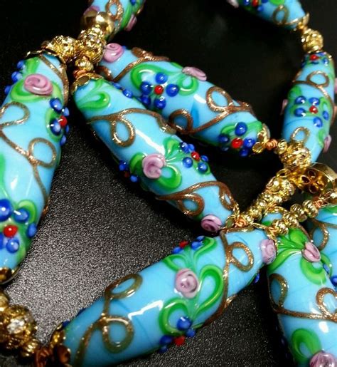 VINTAGE STYLE VENETIAN MURANO WEDDING CAKE LAMPWORK ART GLASS BEAD ...