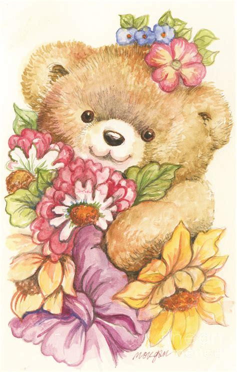 Teddy With Flowers Painting by Morgan Fitzsimons - Teddy With Flowers Fine Art Prints and ...