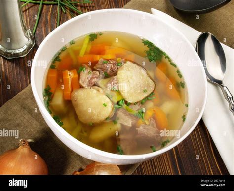 Beef Bone Soup with Bone Marrow - Vegetables and Spice Stock Photo - Alamy