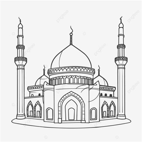 An Outline Mosque On A White Background Sketch Drawing Vector, Wing ...