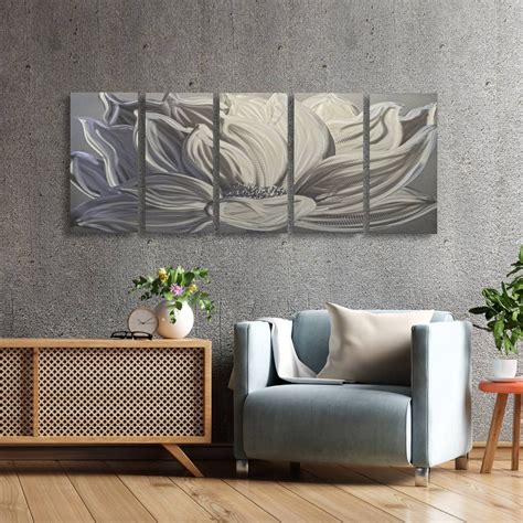 Silver Lotus Flower Wall Decor Metal Wall Art Abstract - Etsy