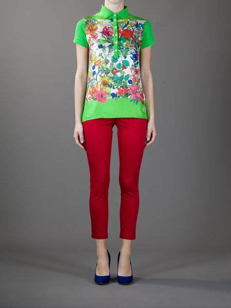 Moncler Floral Polo Shirt in Green (floral) | Lyst