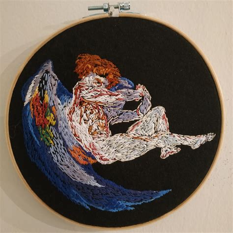 Embroidery Art Handmade inspired by Fallen Angel by Alexandre | Etsy