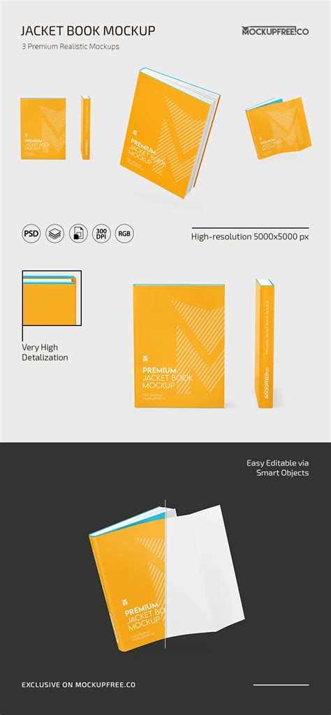 Jacket Book Mockup Templates Set in PSD Format