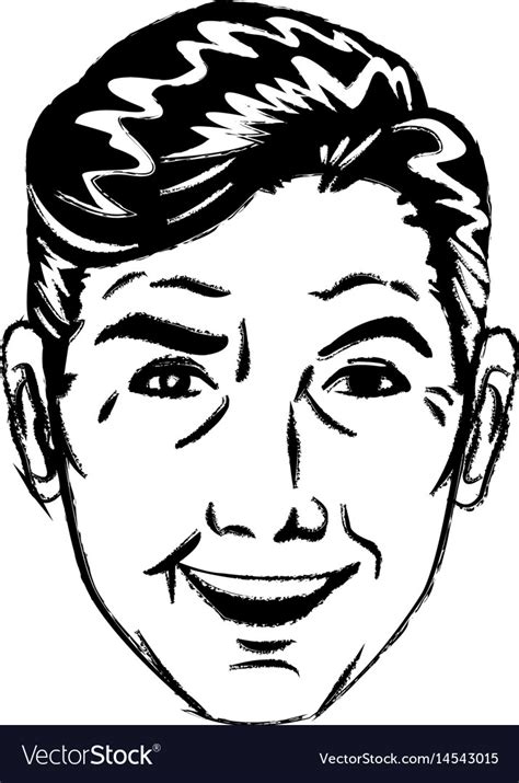 Face man smiling expression pop art sketch Vector Image