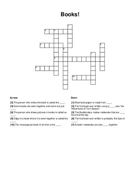 Books! Crossword Puzzle