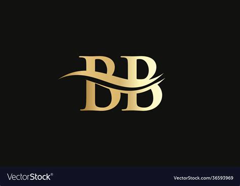 Initial gold bb letter logo design Royalty Free Vector Image