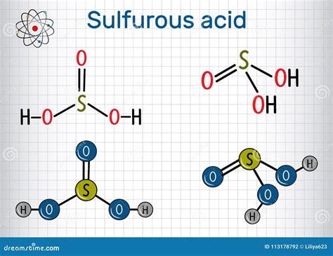 Ácido Sulfuroso ácido Sulfuroso, Molécula H2SO3 Che Estrutural Ilustração do Vetor - Ilustração ...