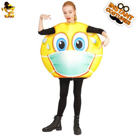 Adult Unisex Sweat Emoji Costume Fancy Dress New Style Emoticon Jumpsuit for Christmas&Carnival ...