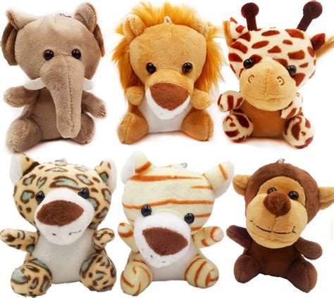 Amazon.com: OuMuaMua 6pcs Jungle Animal Plush Toys Stuffed Animals Set ...