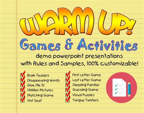 ESL Warm Up Activities with PowerPoint Download en 2024 | Enseñanza de inglés, Ejercicios de ...